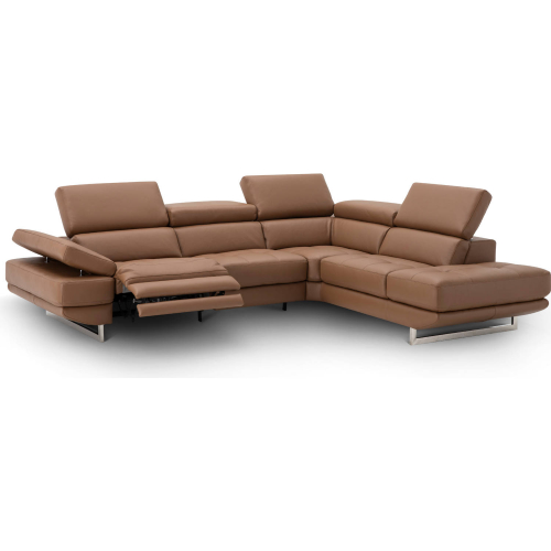 Annalaise Sectional Sofa w/ Right Facing Chaise in Caramel Leather